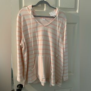 NWT cute pink and white pullover with hood